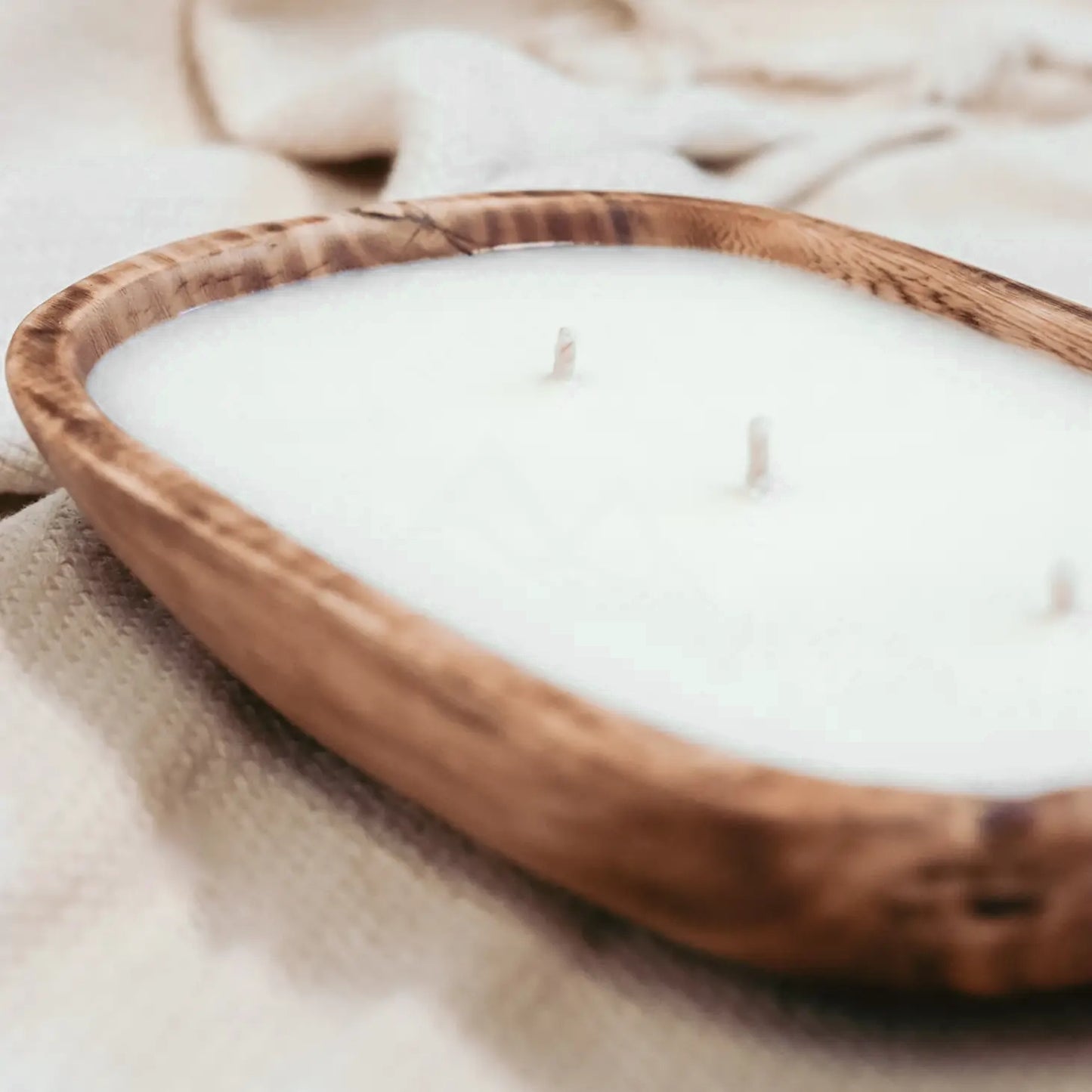 Three-Wick Wood Bowl Candle