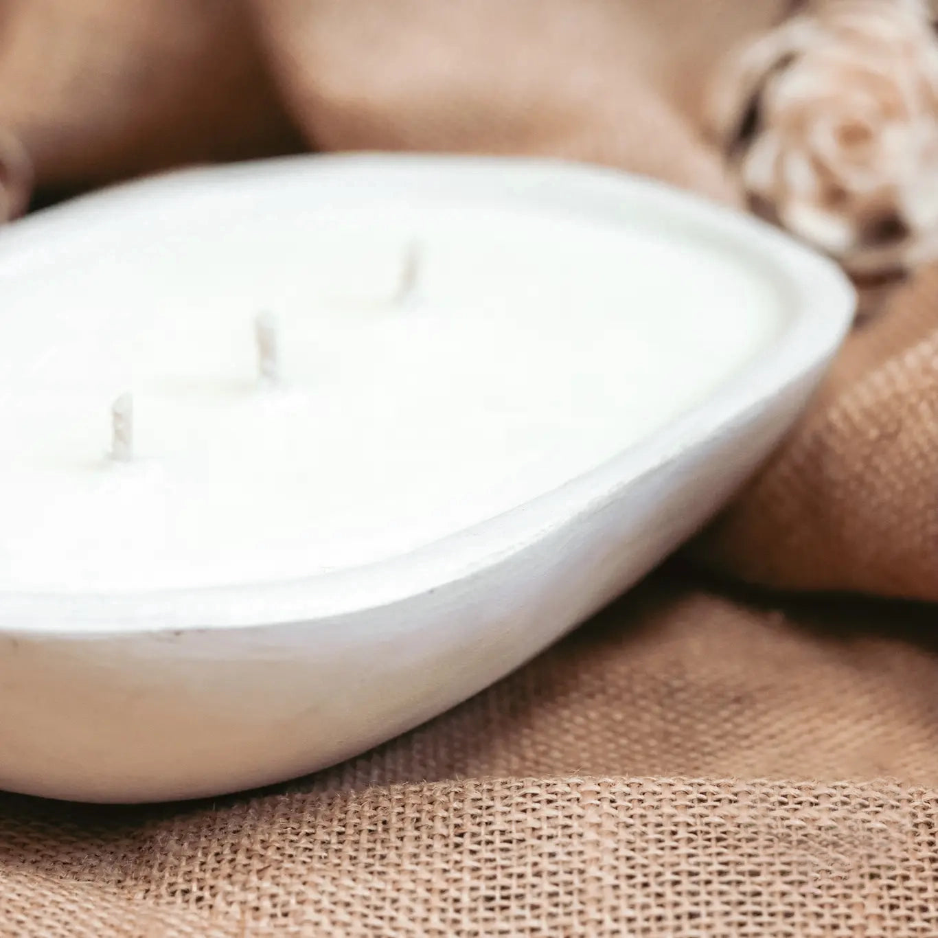 Three-Wick Wood Bowl Candle