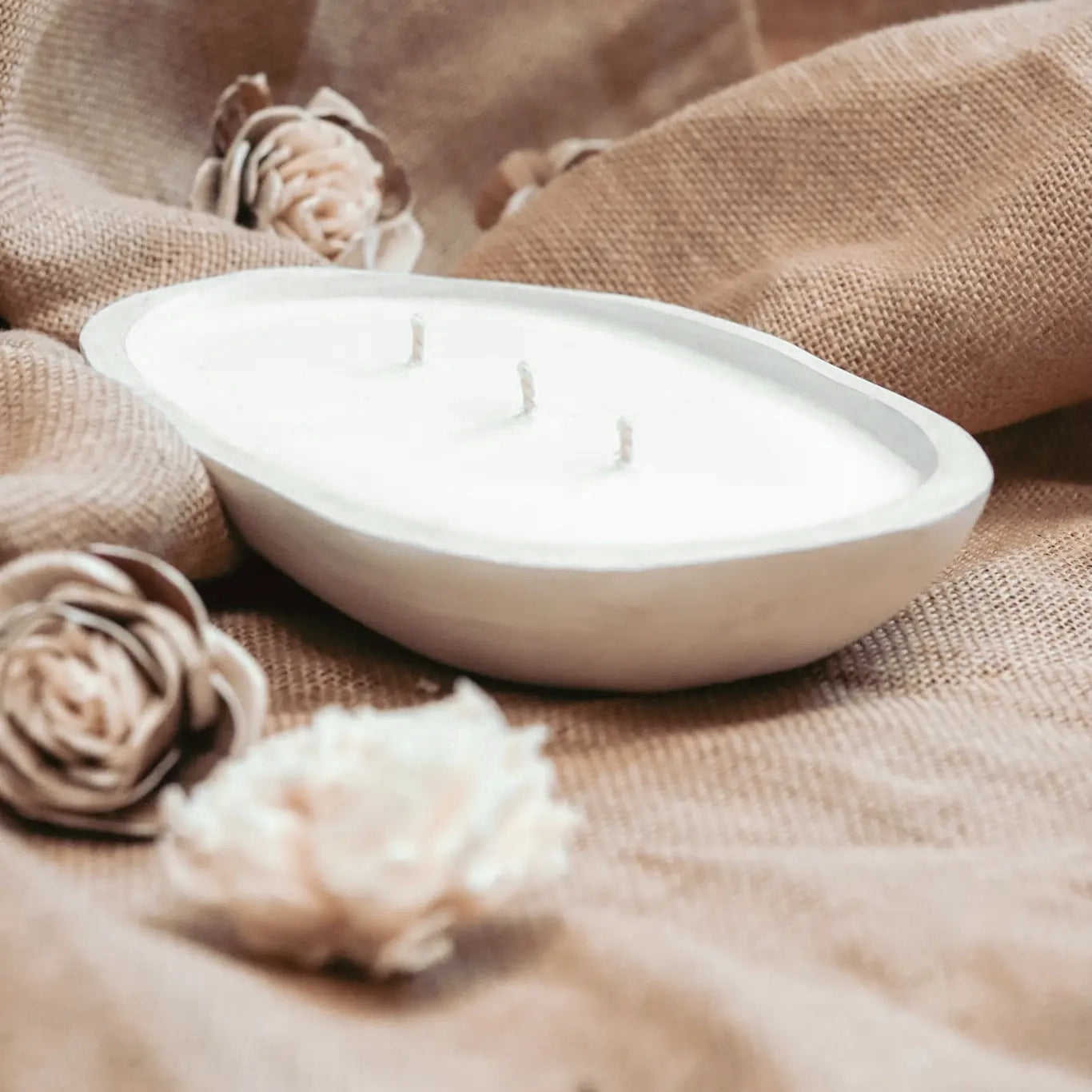 Three-Wick Wood Bowl Candle