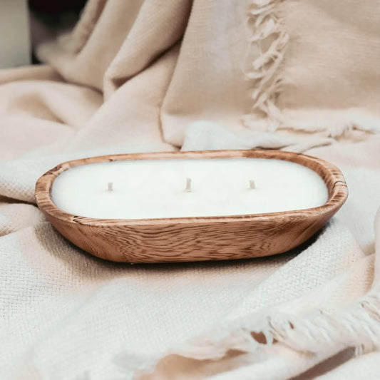 Three-Wick Wood Bowl Candle